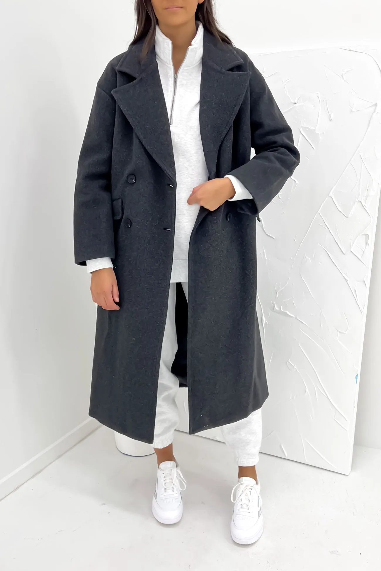 MultiPocketStyle clean design Zoella Coat Charcoal
