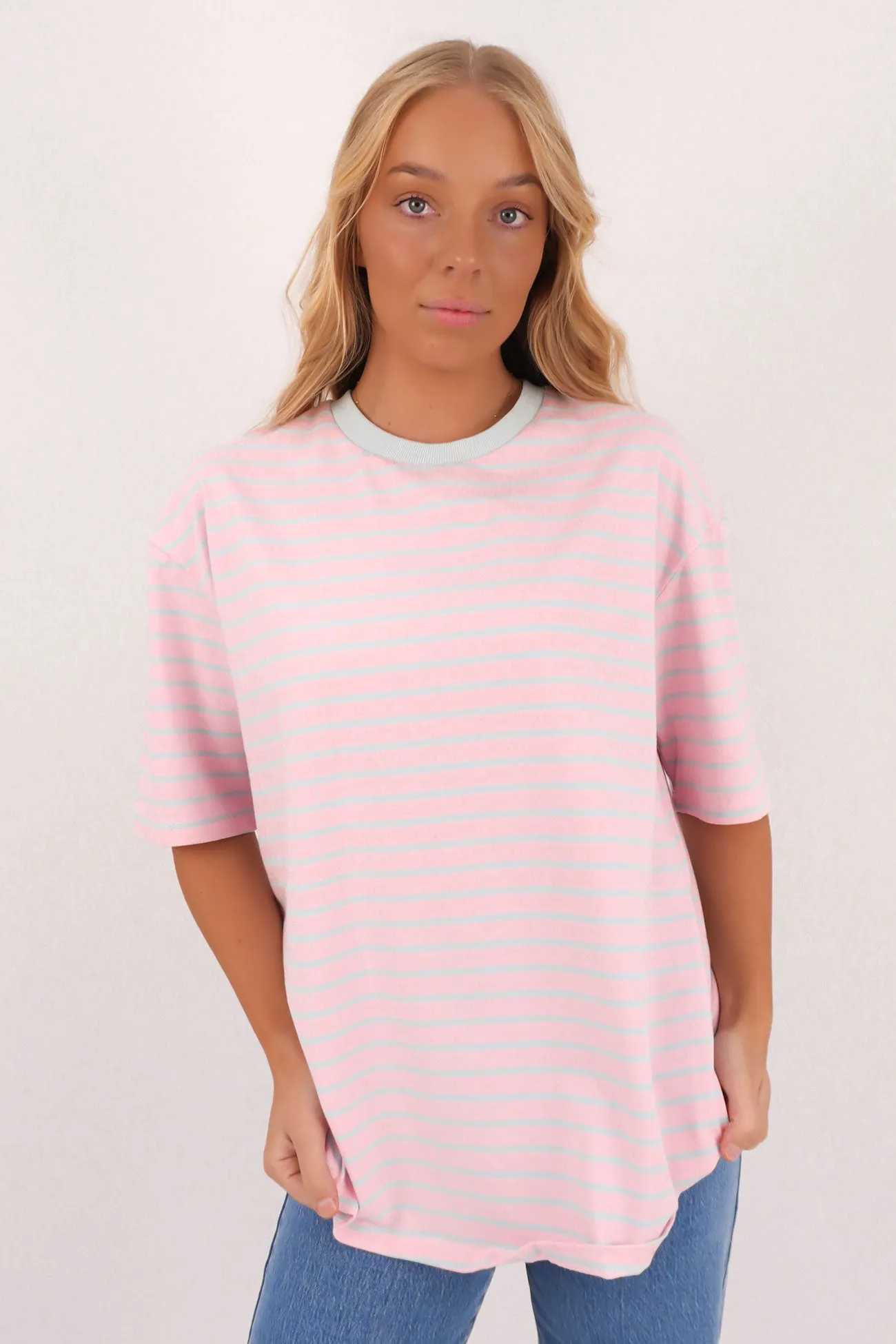 Loose fitting comfort Zora Tee Blue Stripe