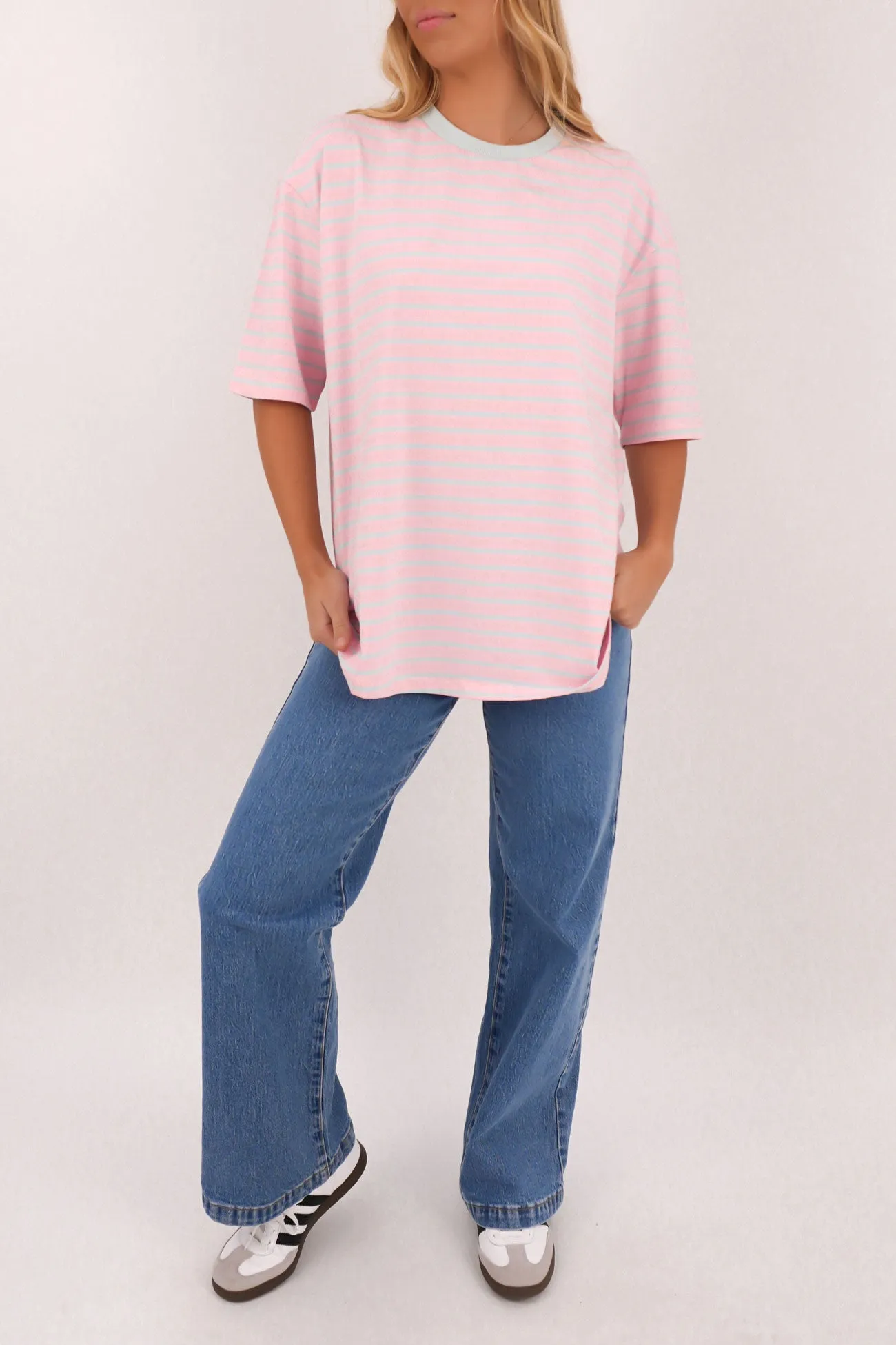 Layer-Friendly Zora Tee Blue Stripe